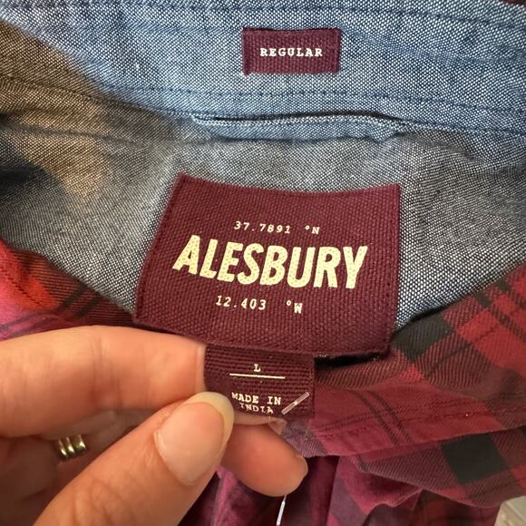 Alesbury Men's Red Plaid Shirt Size Large NWT Long Sleeve Button Up Cotton - Picture 8 of 10